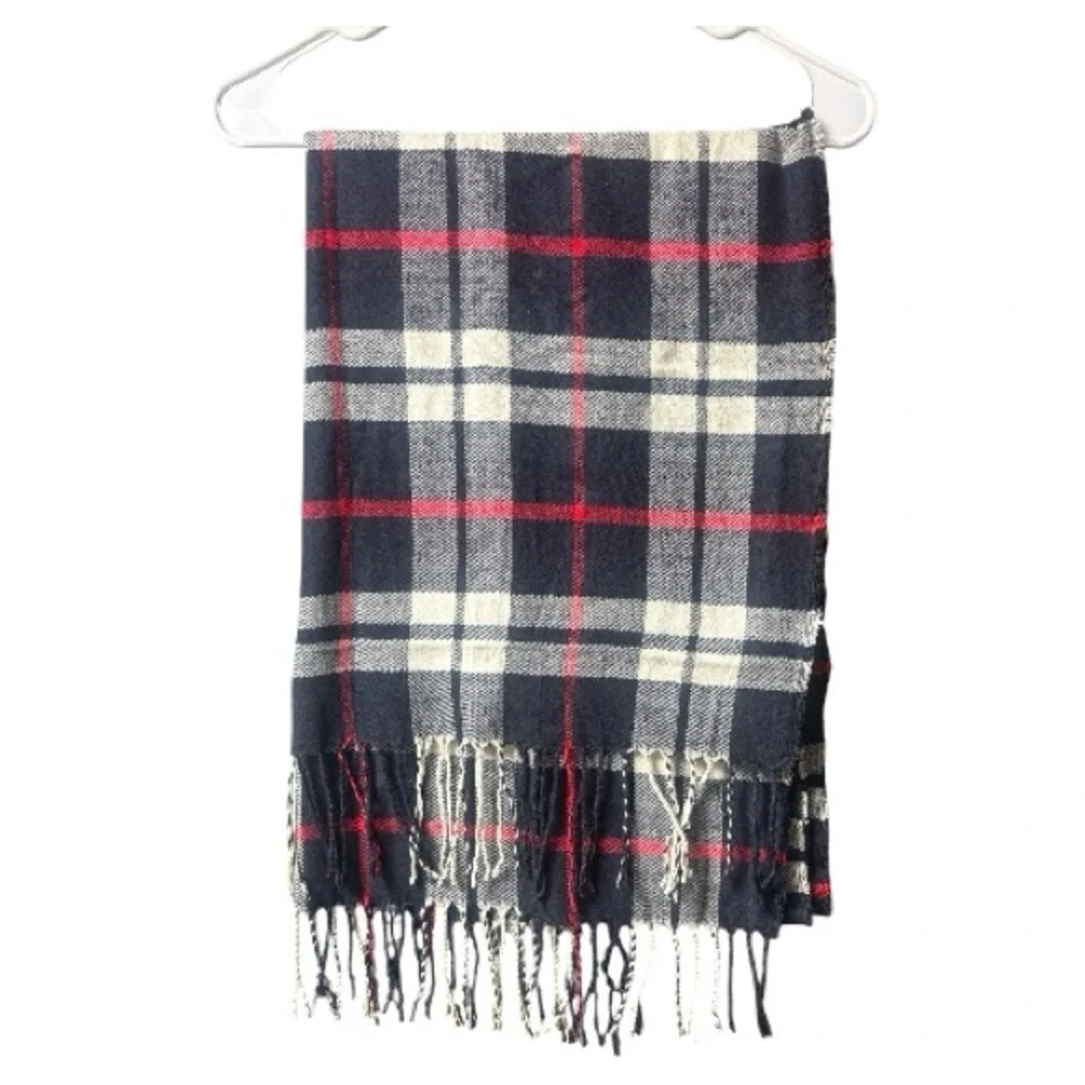 J. Crew Tartan Fringe Scarf - Navy, Red, Cream